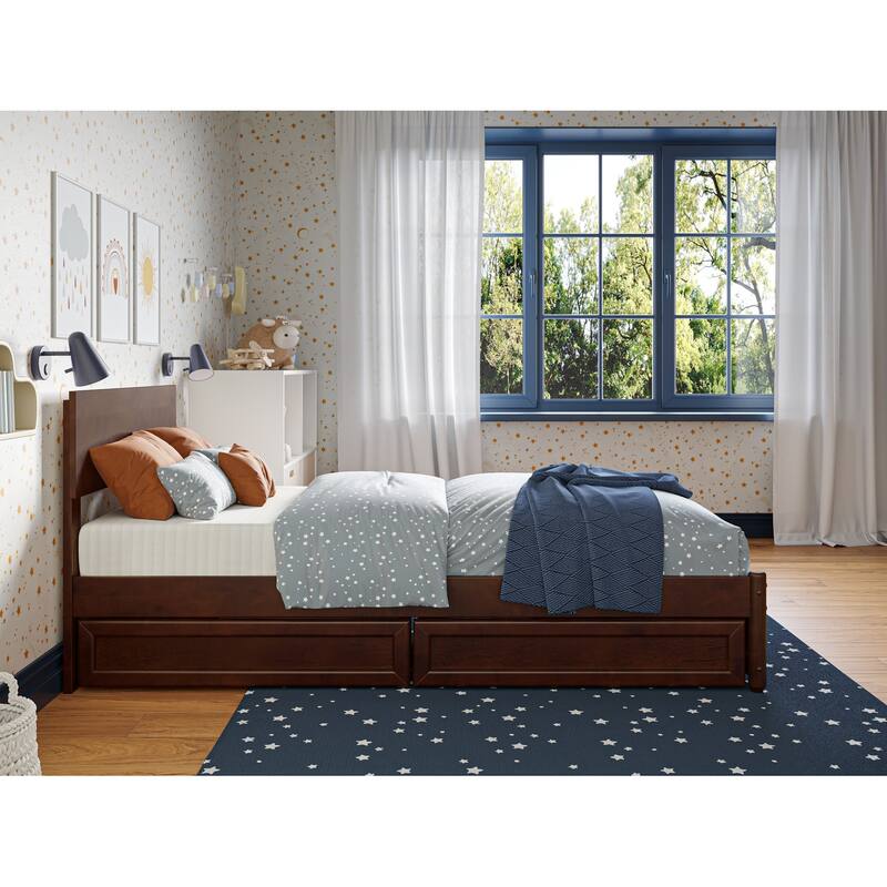 Wesley Platform Bed with Panel Footboard and Storage Drawers