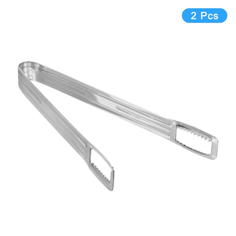 Serving Tongs, 2pcs 6.5 Inch Stainless Steel Ice Tong, Mini Sugar Tongs - Silver