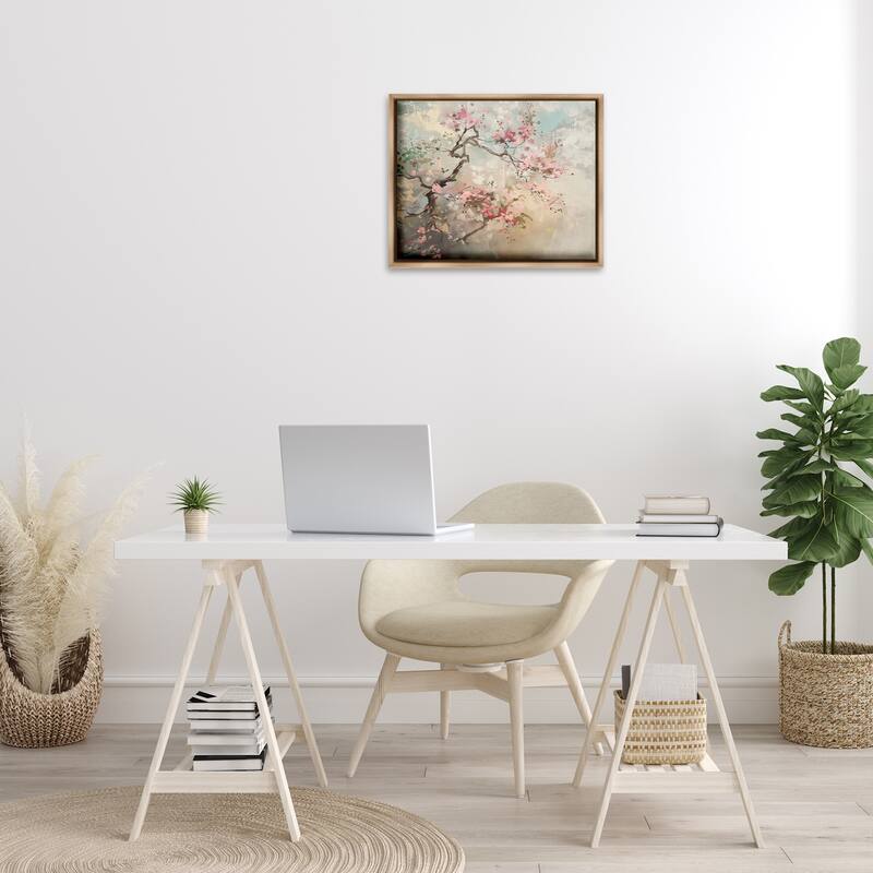 Stupell Wild Cherry Blossoms Tree Framed Floater Canvas Wall Art Design By Arlington Prints
