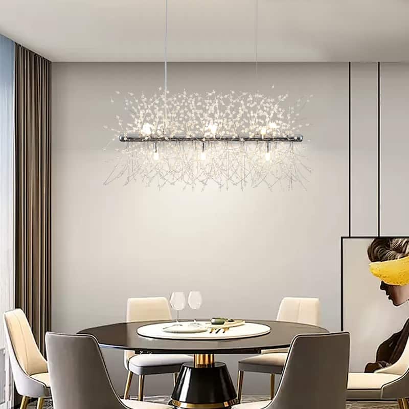 9-Light Hanging Empire Linear Chandelier Lighting Blowball Crystal Island Chandelier for Kitchen Island