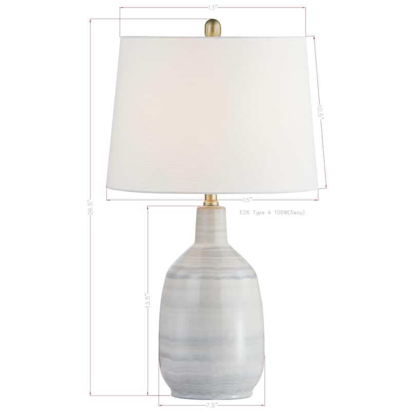 Remington 27" Table Lamp with Linen Shade, Blue/White (Set of 2)