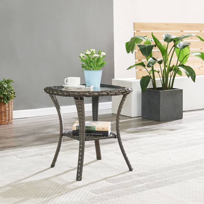 Pocassy 5-Piece Patio Furniture Wicker Chairs with Ottomans & Table