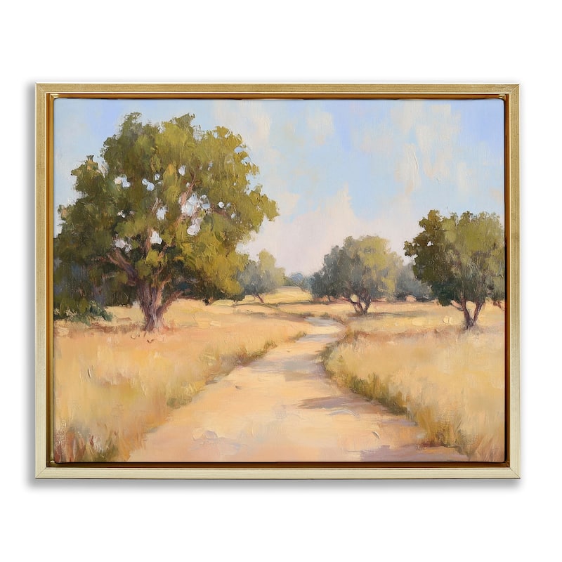 Stupell Getting Lost Natural Field Framed Floater Canvas Wall Art Design By Petal Prints Design - 31 x 25 - Gold