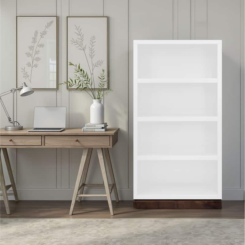 Bridgevine Home Nora Modular 60 inch High Bookshelf, No Assembly Required, Two-Tone Finish