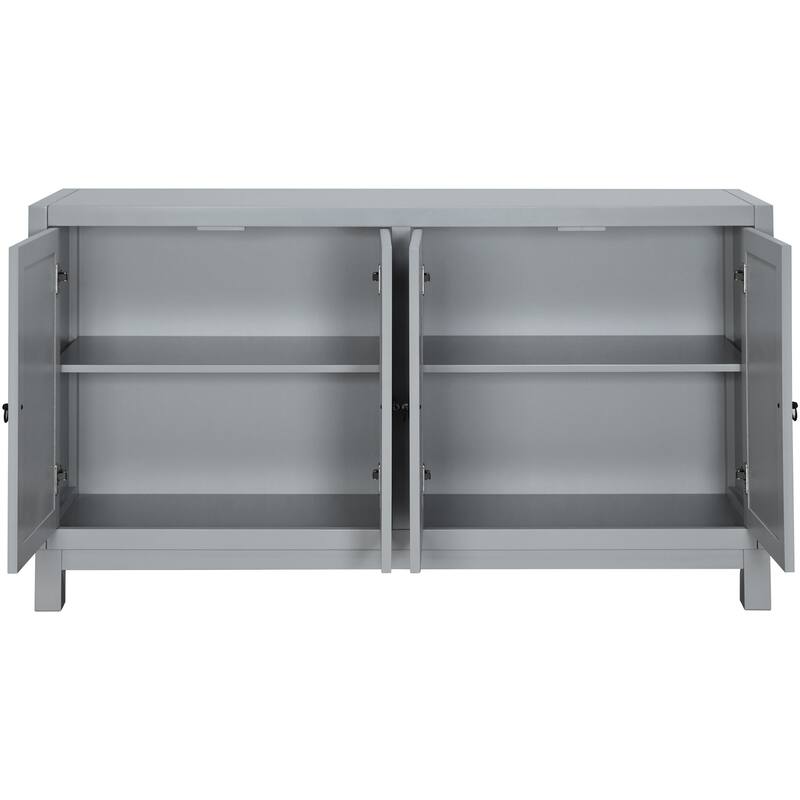 Large Storage Space Sideboard, 4 Door Buffet Cabinet with Pull Ring Handles