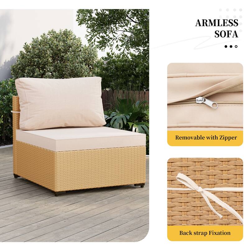 UPHA 7-Piece Rattan Patio Sofa Conversation Set with Cushions