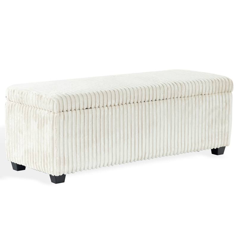 SAFAVIEH Couture Lynzie Plush Corduroy Storage Bench - 55"W x 21"D x 19"H