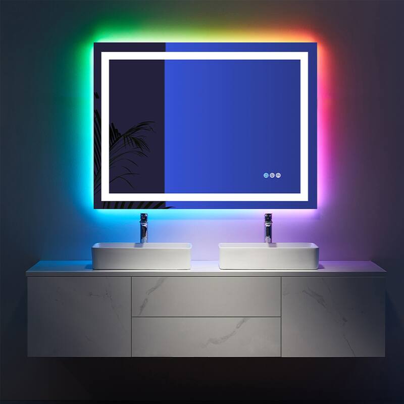 LED & RGB Lighted Anti-Fog Temperd Glass Wall Bathroom Vanity Mirror