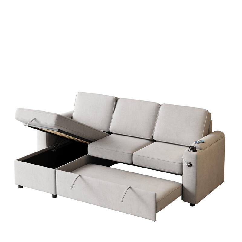 2 in 1 Pull Out Sofa Bed with Storage Sofa