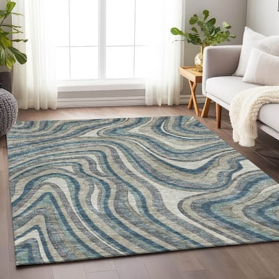 Premium Washable Super Soft Modern Waves Mayfield Rug