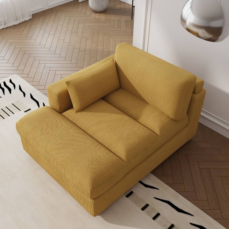 Left and Right Sectional Sofa Set Chaise Lounge Sofa Chair - Orange Left - Left Facing