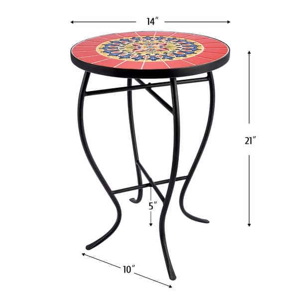 dimension image slide 7 of 8, Indoor/Outdoor Turkish Mosaic Tile Side Table and Plant Stand