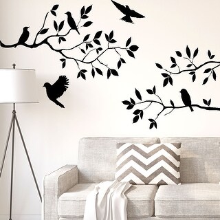 Branch Bird Self-stick Wall Stickers Artificial Decal for Bedroom ...