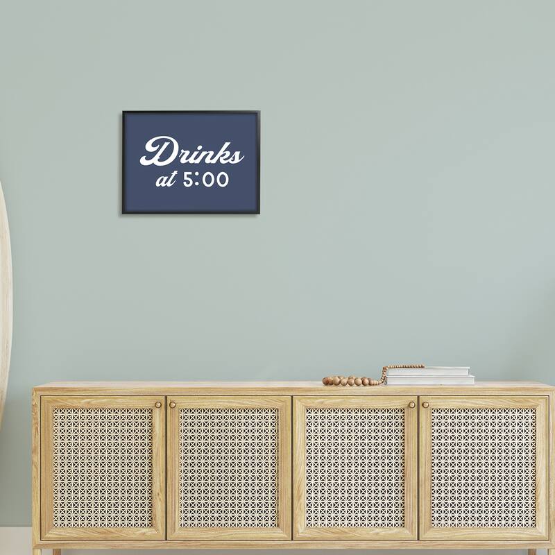 Stupell Drink at Five Fun Nautical Party Sign Framed Wall Art, Design by Daphne Polselli - Blue