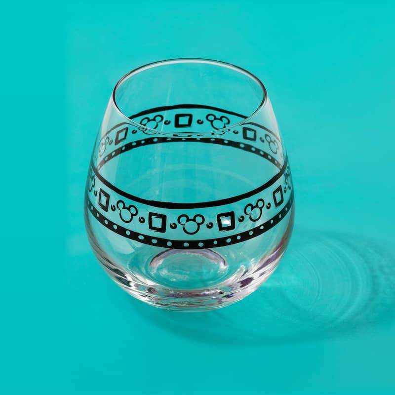 Disney Geo Picnic Mickey Mouse Stemless Wine Glass - 15 oz - Set of 4 - 15 oz