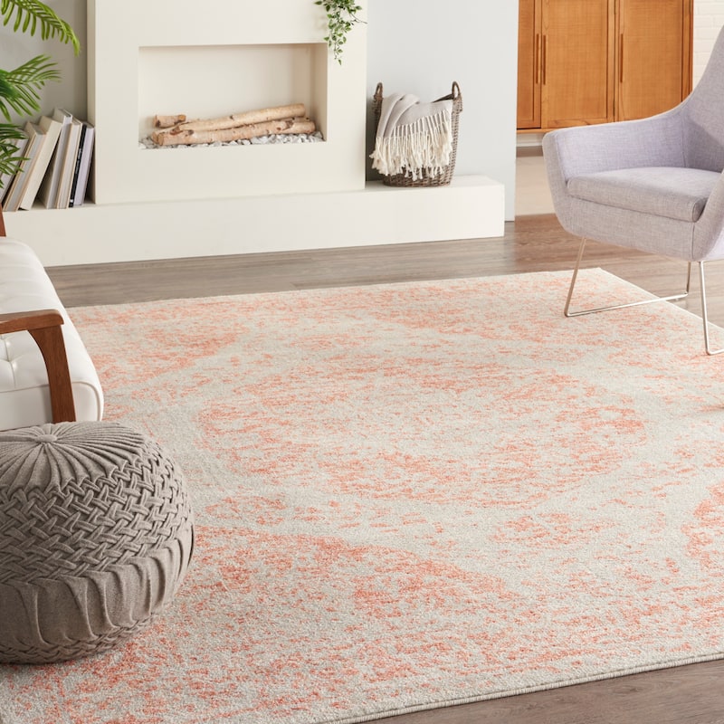 Nourison Tranquil Persian Medallion Pink/Ivory Area Rug - 8' x 10' - Ivory/Pink