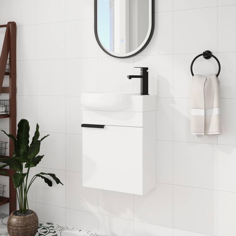ARTCHIRLY 16/23 Inch Bathroom Vanity with Sink, Floating/Freestanding Bathroom Vanity with Soft Close Door