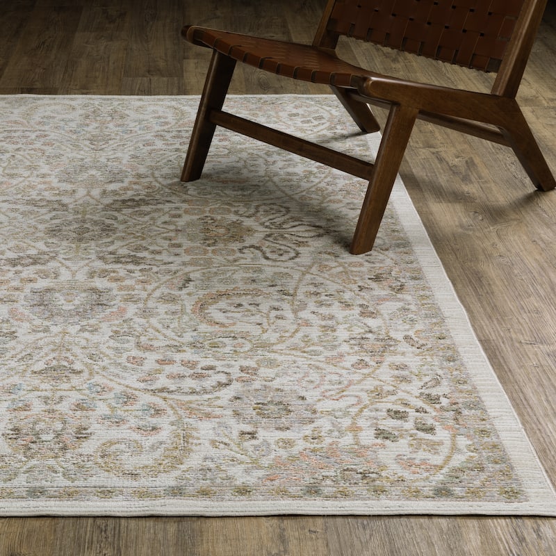 Calliope Textural Distressed Traditional Ivory/ Gold Area Rug