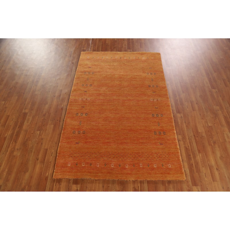 Hand Knotted Oriental 100% Wool Carpet Tribal Tribal Oranges & Rust Gabbeh Area Rug - 7' 8'' X 4' 11''