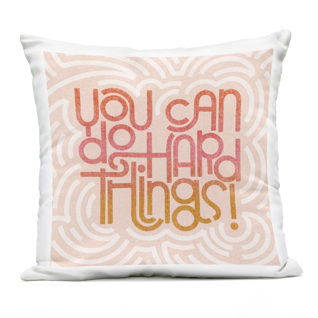 Stupell Pastel You Can Do Hard Things Printed Outdoor Throw Pillow Design by Sarah Hickman