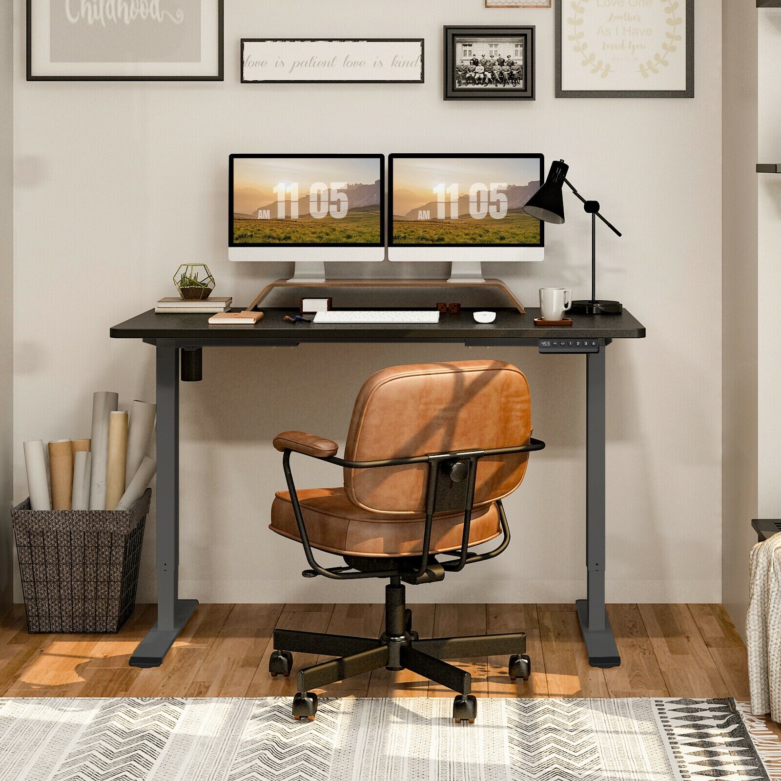 FLEXISPOT 55 x 28 Home Office Standing Desk Electric Height Adjustable Desk  with LED Memory Control - On Sale - Bed Bath & Beyond - 35361295