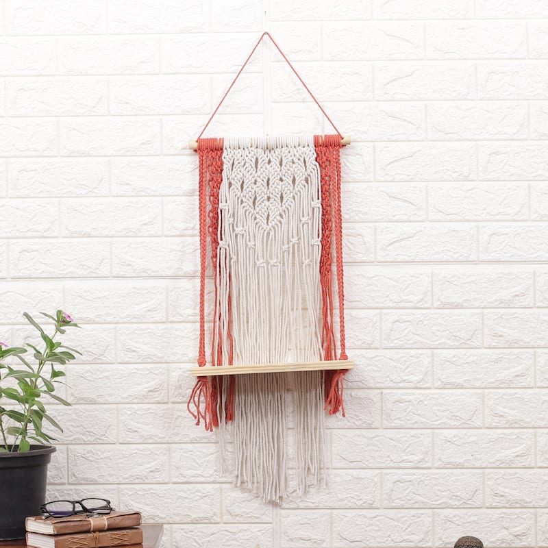 Novica Handmade Audacious Swing Cotton Macrame Hanging Shelf