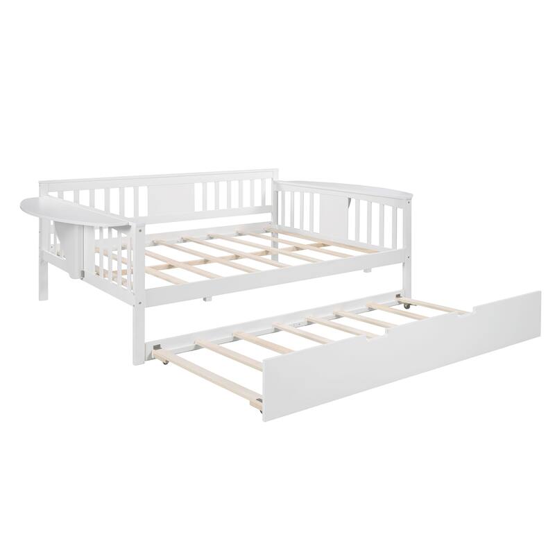 Wooden Daybed with Trundle Bed, Sofa Bed for Bedroom or Living Room