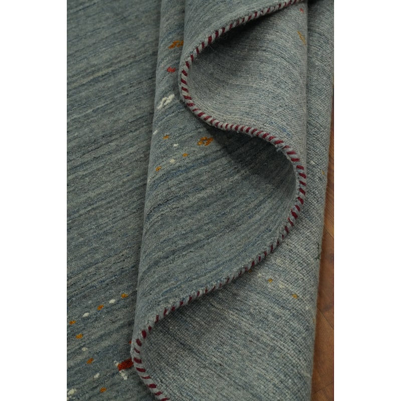 Hand Knotted Oriental 100% Wool Carpet Tribal Animal Pictorial Navy Blue & Blues Gabbeh Area Rug - 9' 1'' X 9' 2''