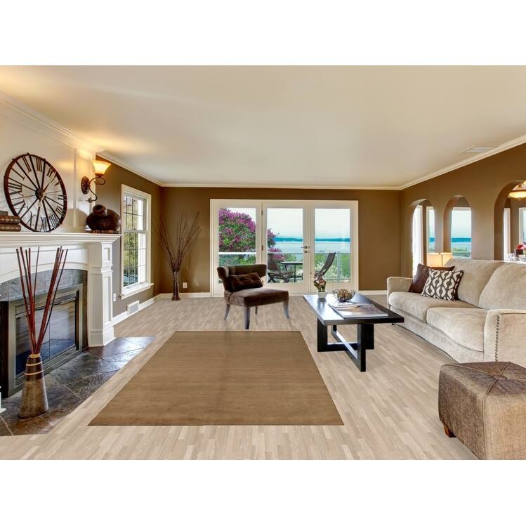 Hand Knotted Oriental 100% Wool Carpet Modern Solid Brown Gabbeh Area Rug - 9' 10'' X 5' 0''