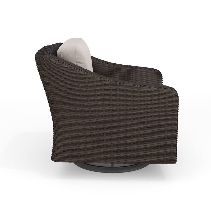 Martha Stewart 2PK Outdoor Rattan Wicker Swivel Chairs with All-Weather Cushions - 32"W x 34"D x 30"H