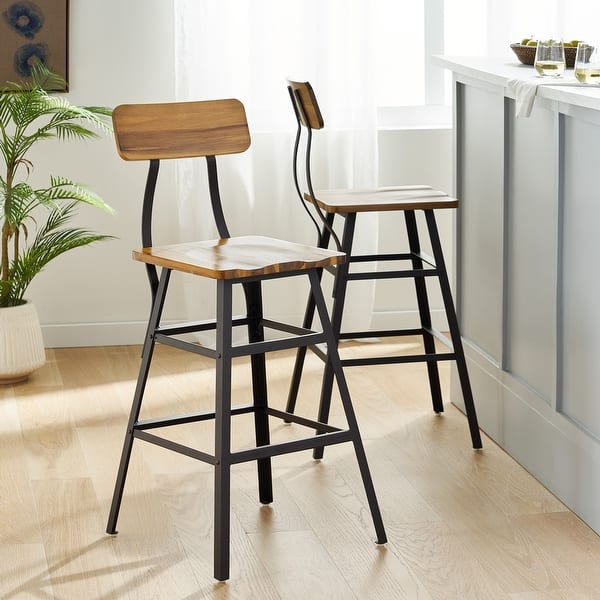 slide 2 of 12, Rugar 28-inch Acacia Wood Bar Stool (Set of 2) by Christopher Knight Home Set of 2 - Brown - Bar height