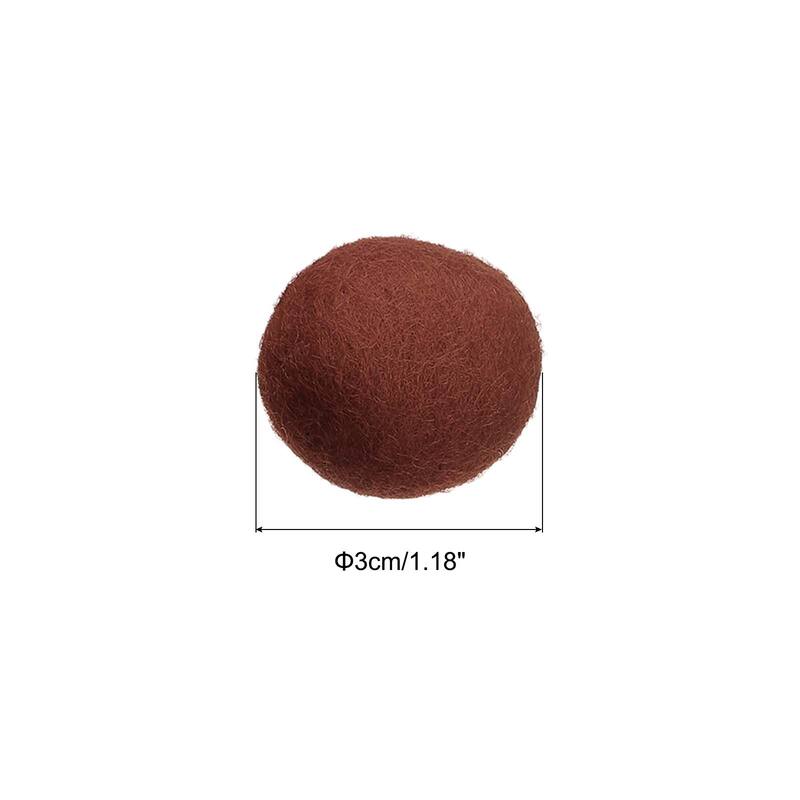 Wool Felt Balls Beads Woolen Fabric 3cm 30mm for Home Crafts 5Pcs - Brown