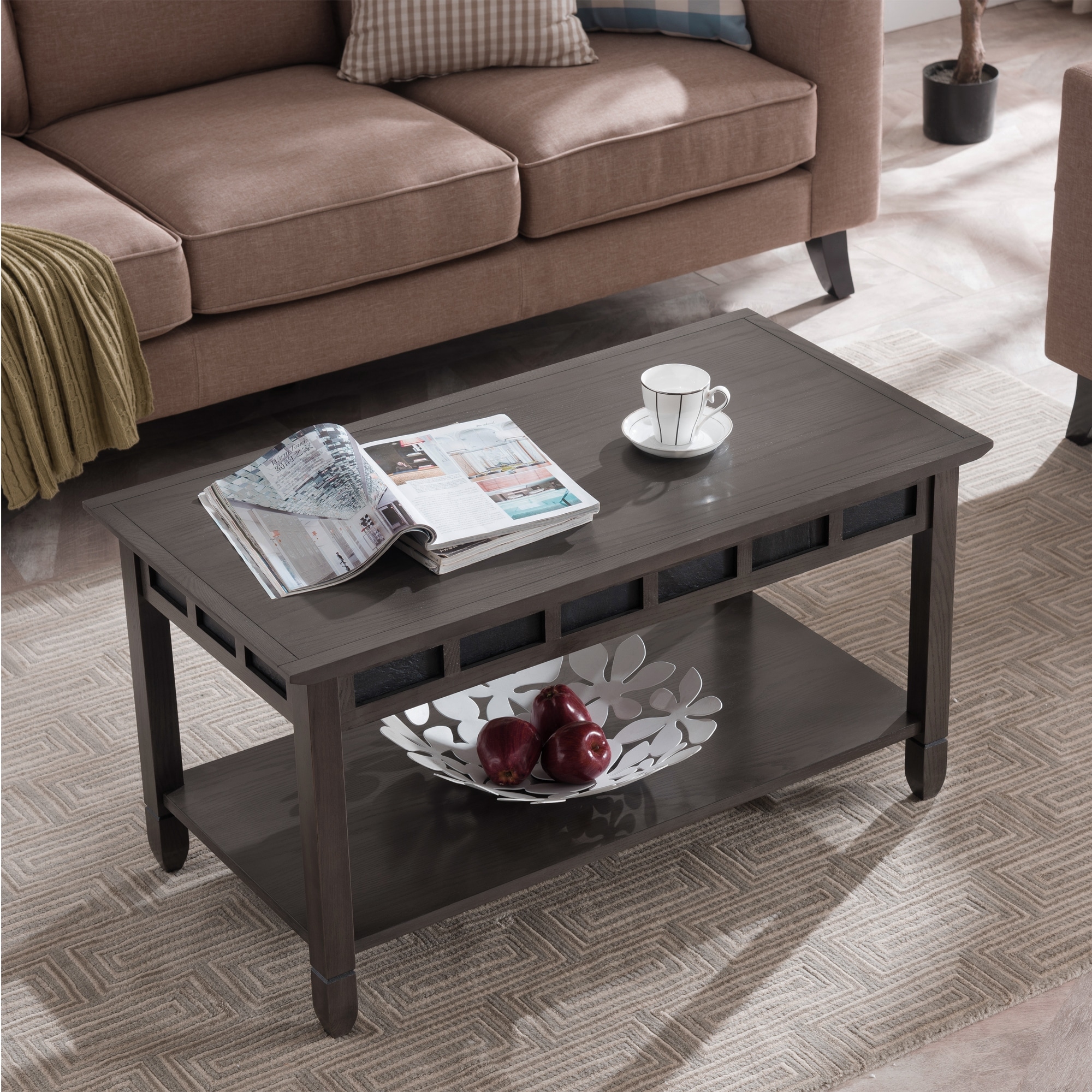 Leick Home Rustic Slate One Shelf Coffee Table On Sale Bed