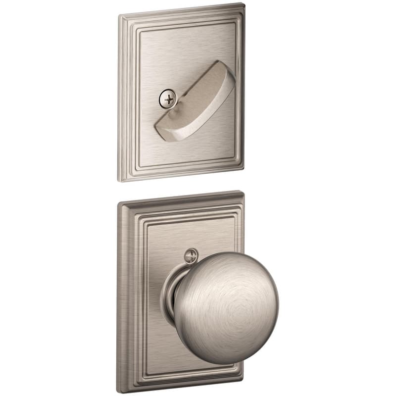 Schlage Plymouth Single Cylinder Interior Pack with Decorative Addison - Satin Nickel
