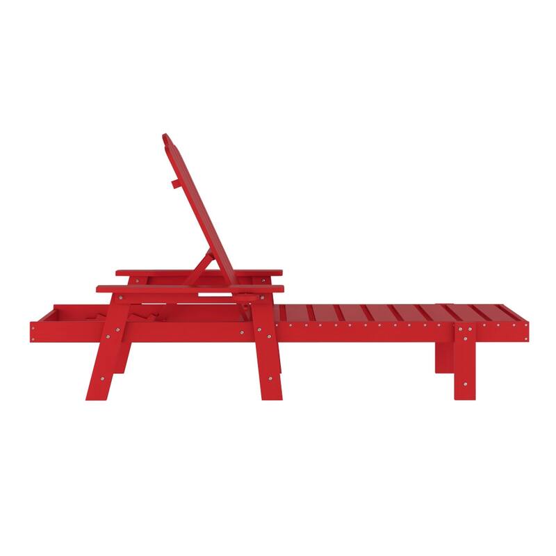 All-Weather Commercial Adjustable Lounge Chair with Fold Out Cupholder