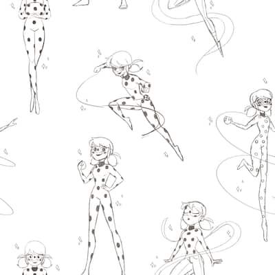 Miraculous Ladybug Sketch Charcoal Peel and Stick Wallpaper