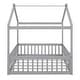 preview thumbnail 54 of 71, Kids Bed Frame, House Shape Floor Platform Bed Frame, Twin/Full Size Wood Bed with Fence for Child/Teens/Girls/Boys