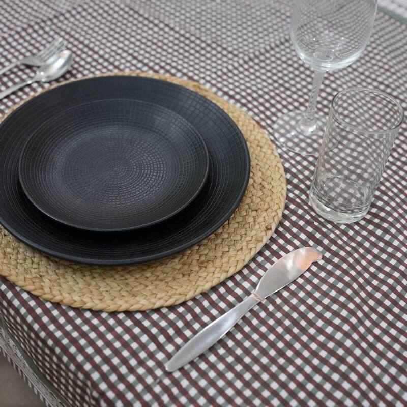 Fabdivine Handmade Block Print Cotton Brown Table Cover or Cloth Dining, Farmhouse & Kitchen Décor