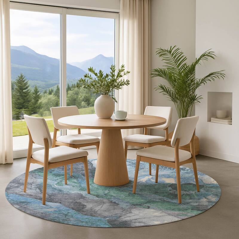 Premium Washable Super Soft Abstract Mayfield Rug - Blue - 8' x 8'