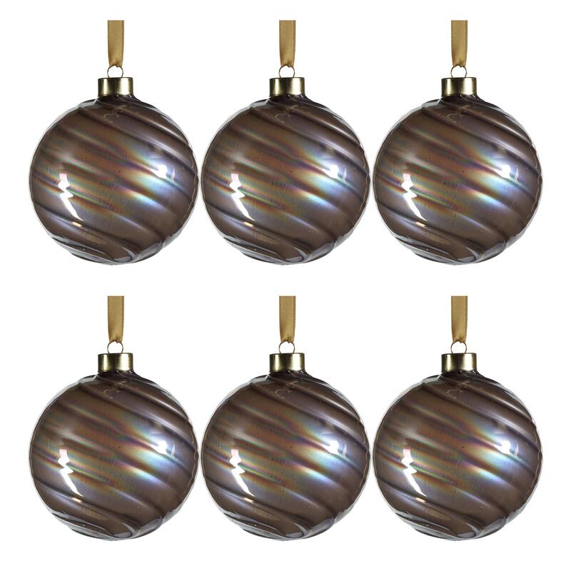 Pearl Luster 4" Glass Ball Ornaments, Set of 6