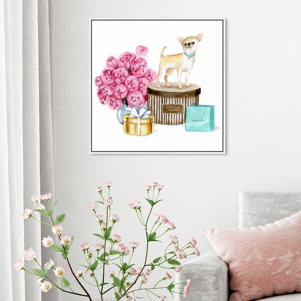 Oliver Gal 'Creamy chic chihuahua Square' Animals Wall Art Framed