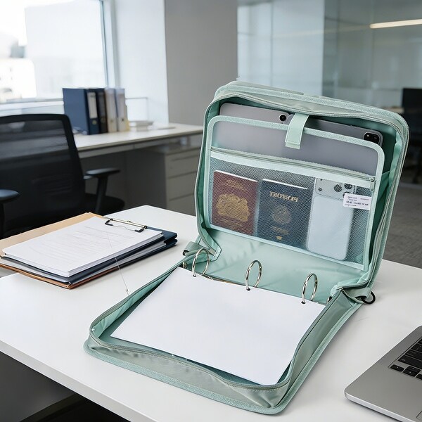 Portable Accordion File Organizer with 3-Ring Binder, Oxford