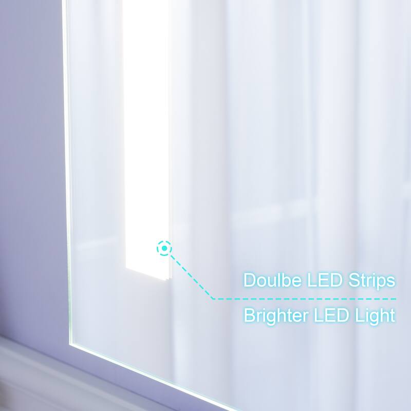 Recessed or Surface 30" H LED Mirror Cabinet with Adjustable Glass Shelves,Defogger, Dimmer And Outlets & USB Ports