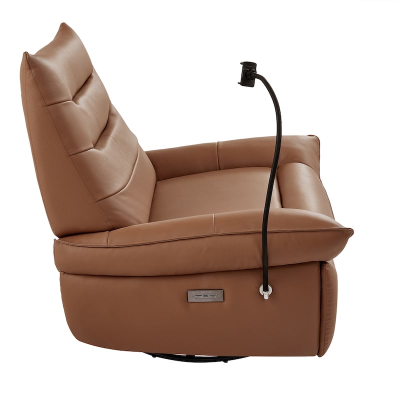 Genuine Italian Leather Match Power Swivel Rocker Recliner (Set of 2)