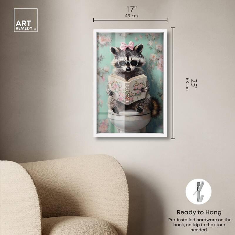 Petite Floral Toilet Raccoon Shadowbox by Art Remedy
