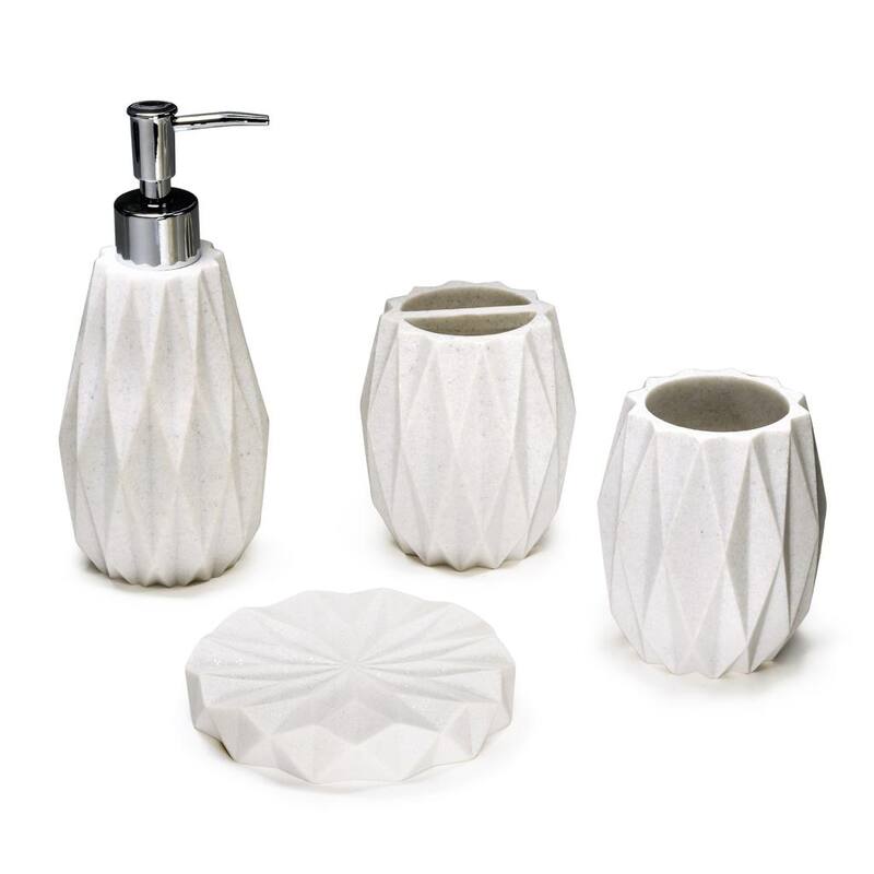 Kralix 4pc Diamond Resin Bath Accessory Set