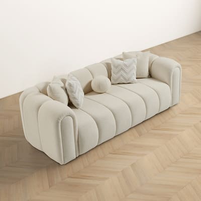 Sacramento Luxury Modern Tufted Ivory Boucle Couch