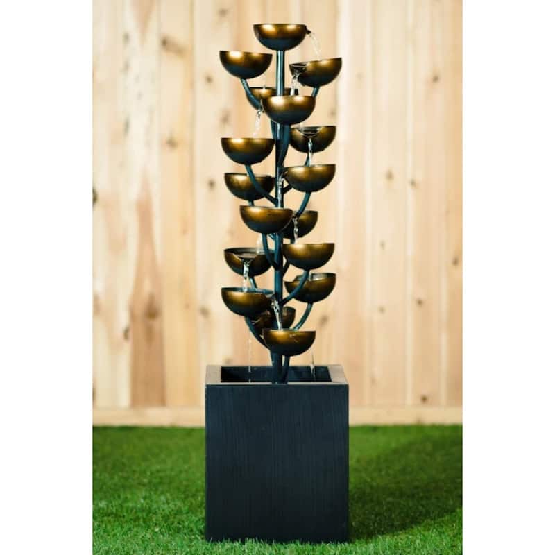 Stacked Cups Cascading Outdoor Garden Fountain - 37.5"