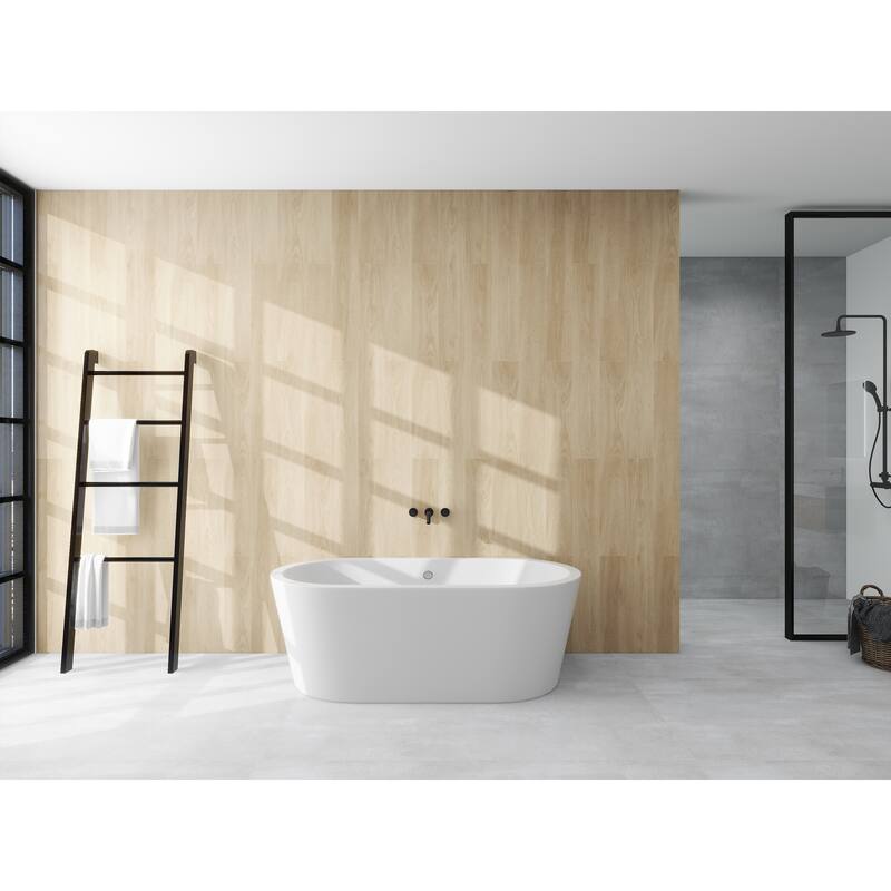 Vanity Art 67.7 Inch Freestanding Acrylic Bathtub Stand Alone Soaking Tub with Polished Chrome Round Overflow & Pop-up Drain
