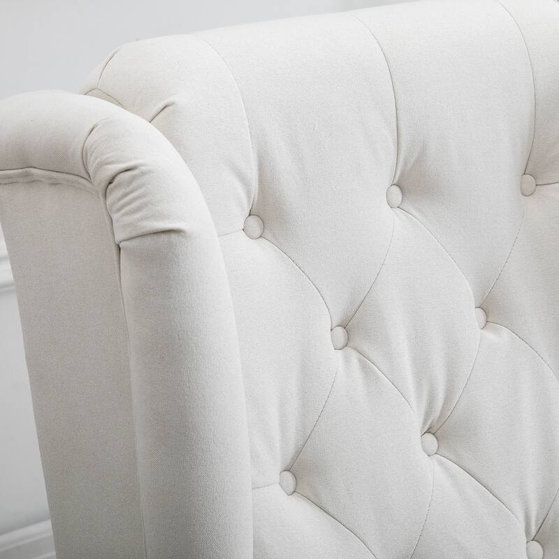 Cream White 29.3" High Back Tufted Accent Chair